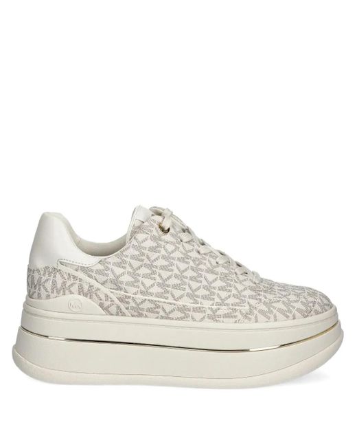 MICHAEL Michael Kors White Monogram-Pattern Sneakers