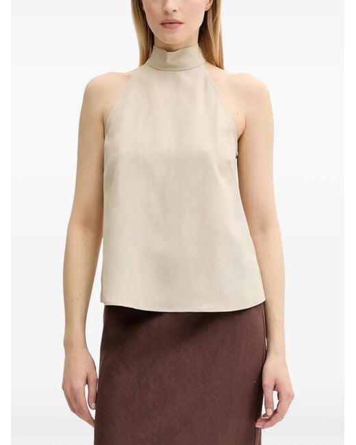 Samsøe & Samsøe White High-Neck Tie Top