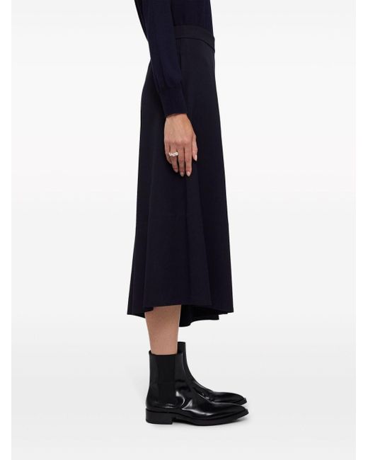 Jil Sander Blue Virgin Wool Asymmetric-hem Midi Skirt