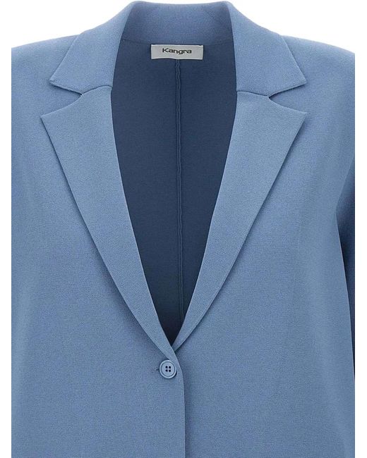 Kangra Blue Single-Breasted Blazer
