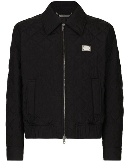 Dolce & Gabbana Black Diamond-quilted Bomber Jacket for men