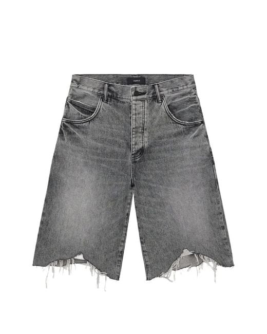 Purple Brand Gray High Summer Destroy Denim Shorts for men