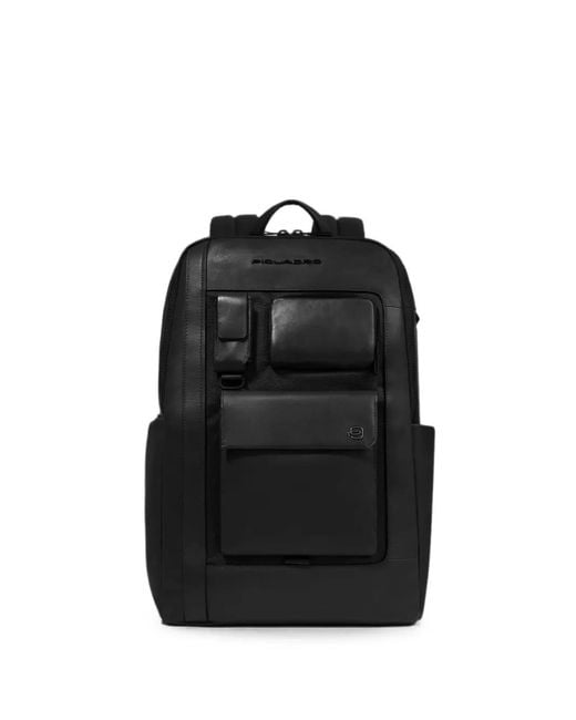 Piquadro Black Multi-Pocket Backpack for men