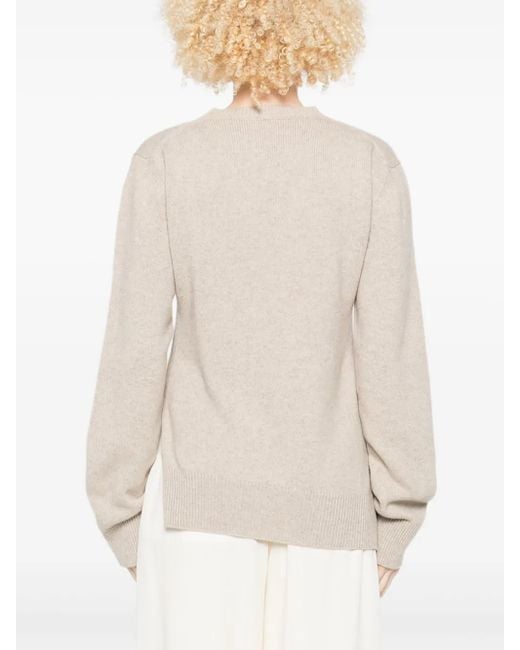Jil Sander White Asymmetrischer Pullover