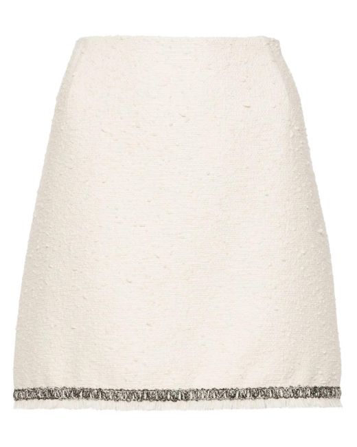 Moncler Natural Contrasting-Trim Tweed Miniskirt