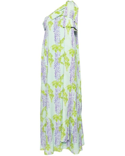 BERNADETTE Green Mint One-shoulder Wisteria Maxi Dress