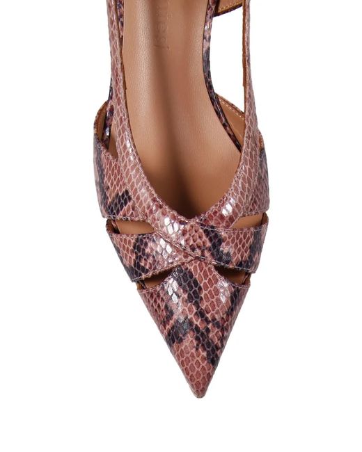 Sergio Levantesi Pink Snake-Effect Strap Pumps