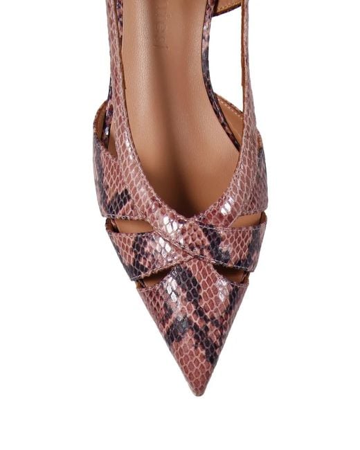 Sergio Levantesi Pink Snake-Effect Strap Pumps