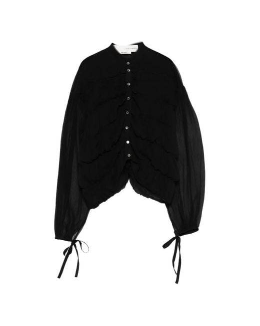 Isabel Benenato Black Ruched Top