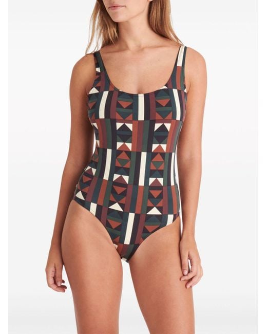 Eres Brown Structure Graphic-print Swimsuit