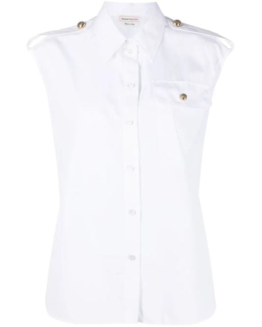McQueen White Military-pocket Shirt