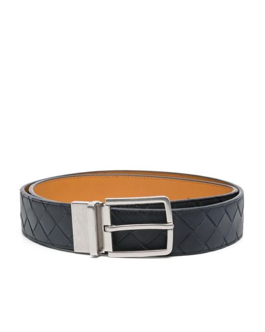 Bottega Veneta Gray Intrecciao Leather Belt for men