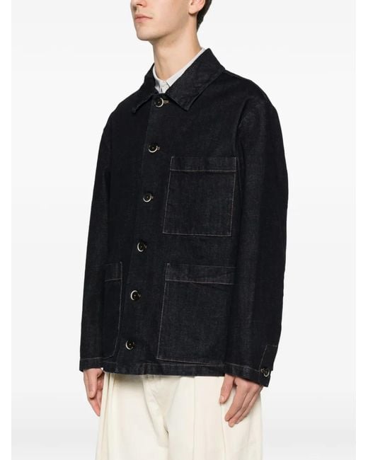 Barena Black Stae Buttoned Denim Jacket for men