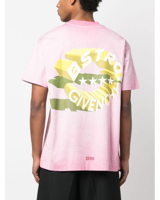 Givenchy Ausgeblichenes T-Shirt mit Print in Pink für Herren