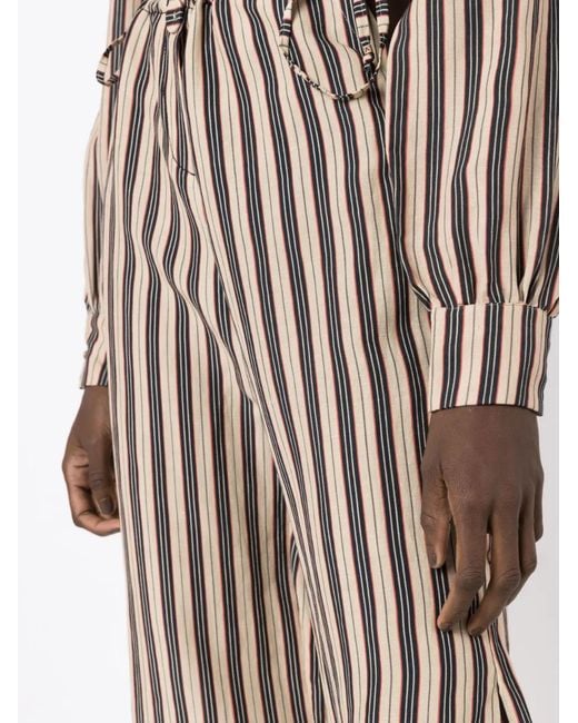 Amir Slama White Striped Wide-Leg Trousers