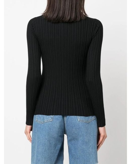 IRO Black Wrap-Design Ribbed Top