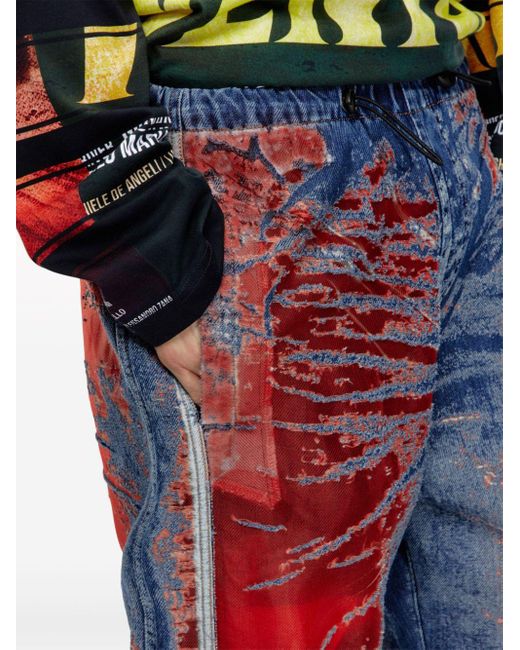 DIESEL Blue D-martial Distressed-effect Cotton Jeans for men