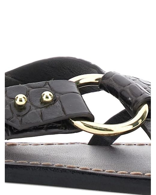 Soeur White Circle Crocodile Effect Sandals