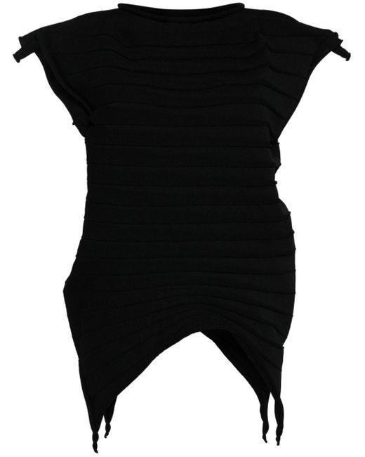 Chili pleated asymmetric blouse Pleats Please Issey Miyake en coloris Black