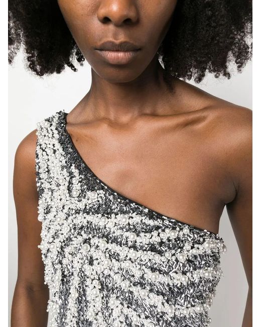 Givenchy Gray One-Shoulder Embellished Mini Dress