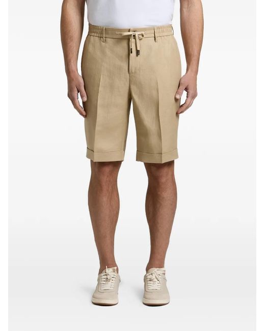Peserico Natural Drawstring Turn-Up Shorts for men