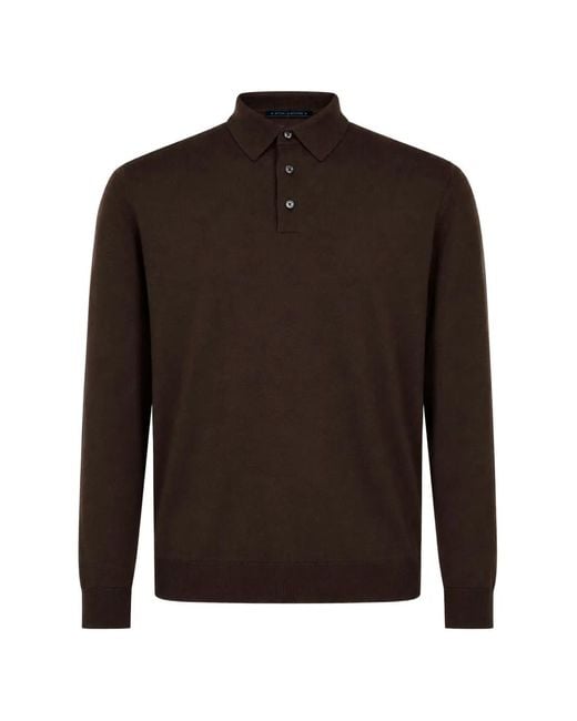 Kiton Brown Long-Sleeve Polo Shirt for men