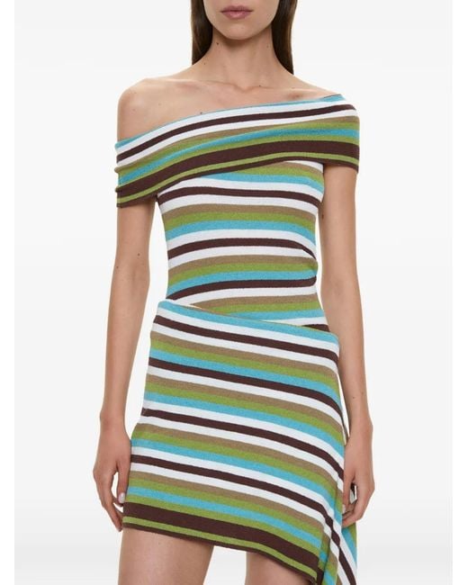 Christopher Esber Green Stripe-Knit Draped Mini Dress