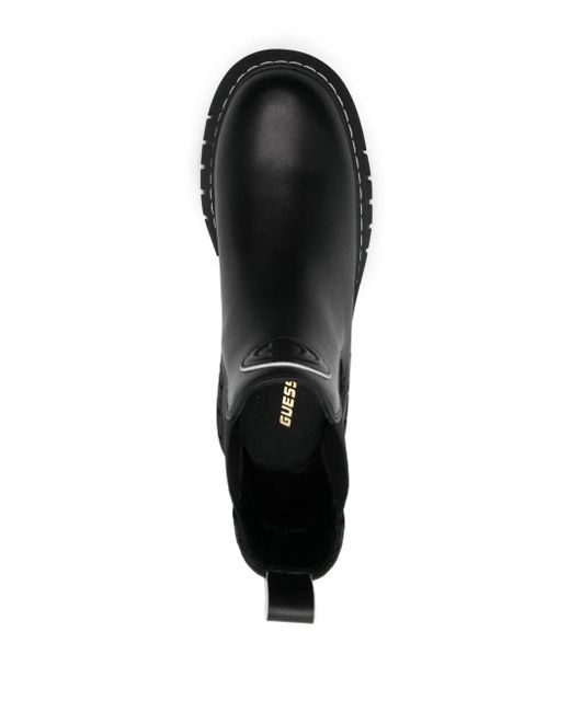 Guess Black Logo-Embossed Chelsea Boots
