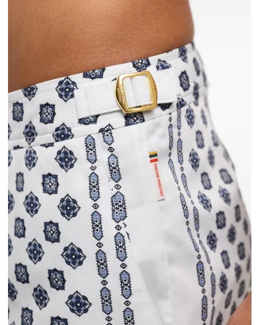 Orlebar Brown White Mid-Length Swim Shorts With Exclusive Luminis Print for men