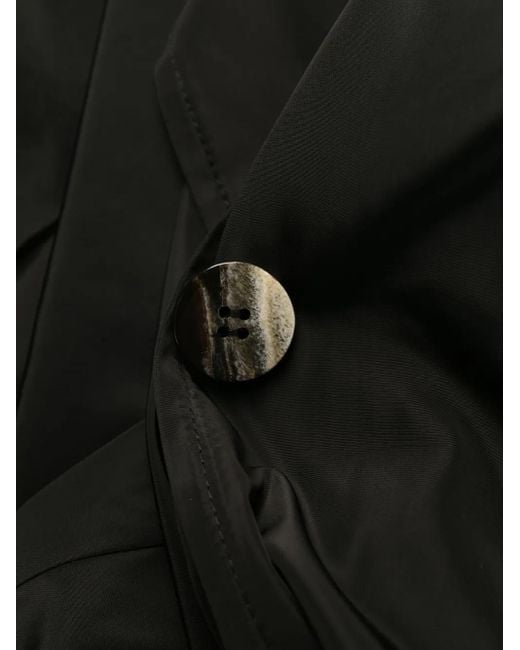 Ganni Black Notched-Lapel Single-Breasted Coat