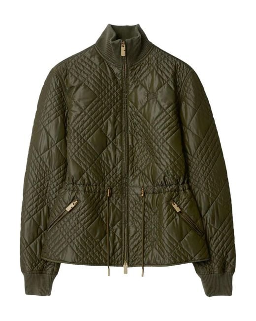 Burberry Green Micro Check-Stitch Nylon Wakerley Jacket
