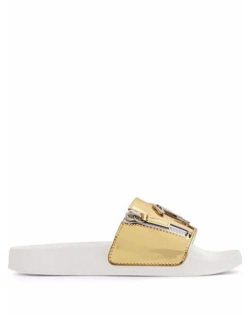 Giuseppe Zanotti Metallic Brett Zip Slides