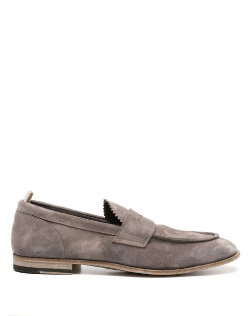 Officine Creative Gray Solitude 001 Suede Penny Loafers for men