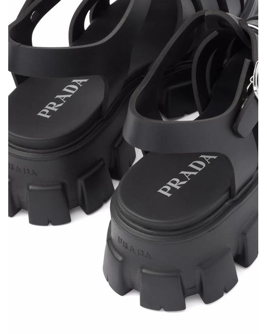 Prada Black Branded Rubber Sandals for men