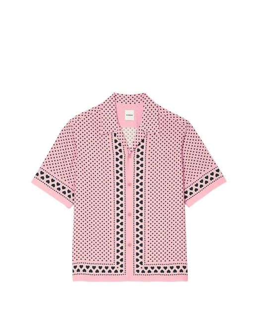 Sandro Pink Heart Motif Flowing Shirt for men