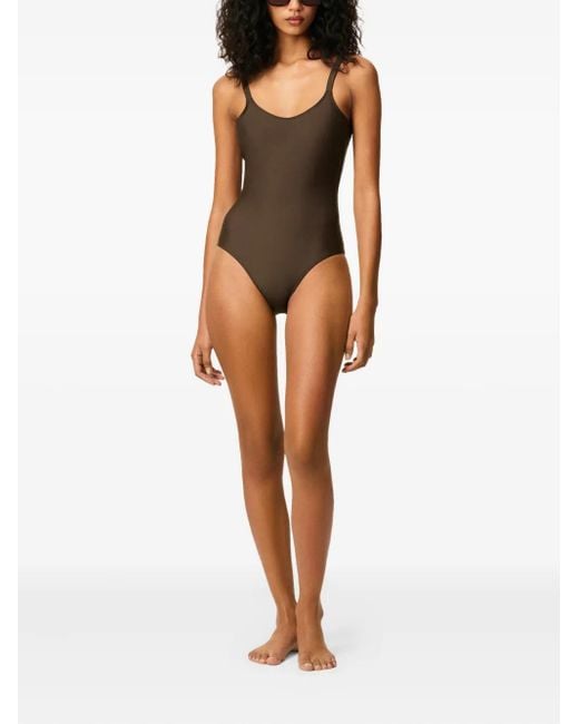 AMI Brown Scoop-Neck Swimsuit