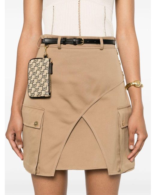 Elisabetta Franchi Natural Cotton Cargo Mini Skirt