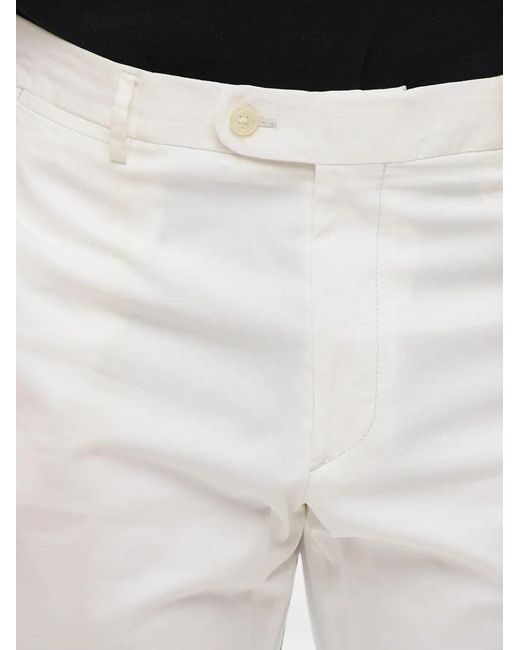 Corneliani White Cotton Chino Trousers for men