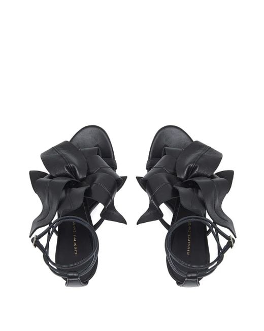 Giuseppe Zanotti Black Lilium Floral-embellished Stiletto Sandals