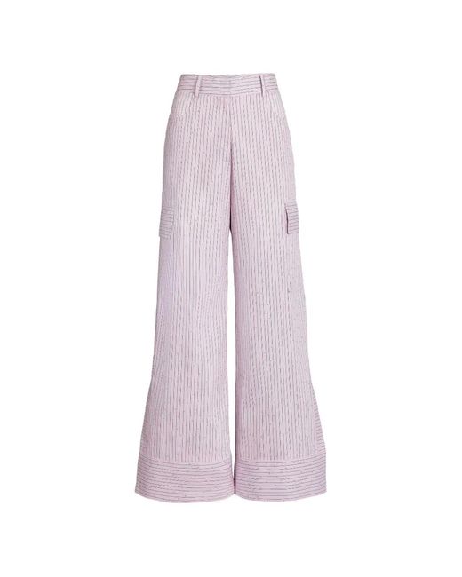 Silvia Tcherassi Purple Falak Striped Trousers