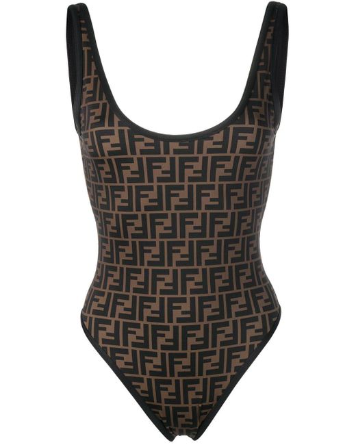 Fendi Synthetic One-piece Ff Logo Swimsuit in Brown - Save 20% - Lyst