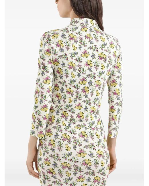 Dolce & Gabbana White Floral-Print Polo Shirt
