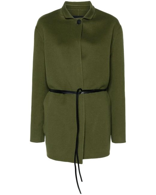 Fabiana Filippi Green Belted Single-Breasted Coat