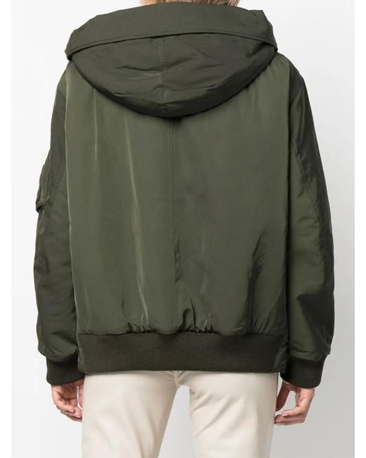 Yves Salomon Green Reversible Hooded Bomber Jacket
