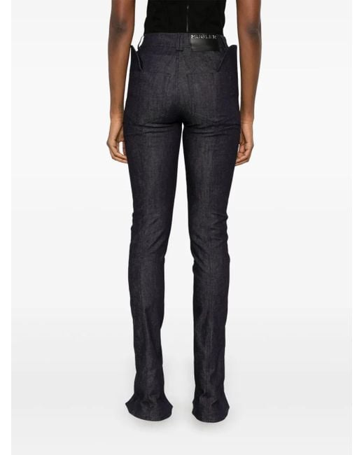 Mugler Jeans Met Split in het Blue