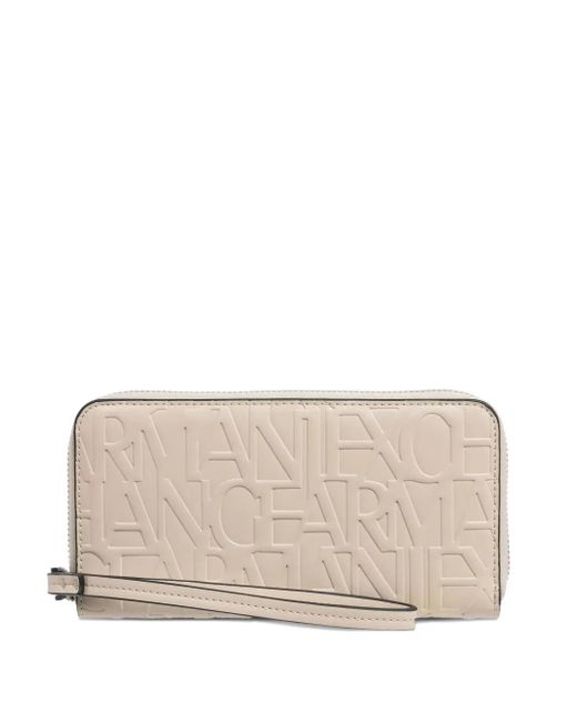 ARMANI EXCHANGE Natural Logo-Motif Zip-Around Wallet