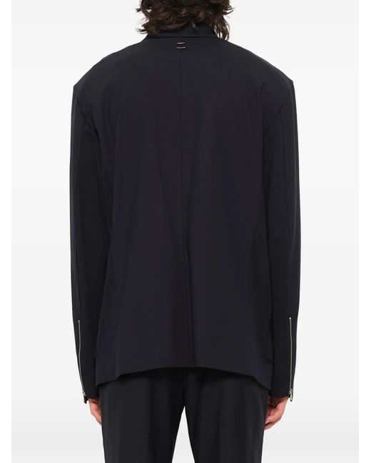 Wooyoungmi Blue Zip-Detail Notched-Lapel Blazer for men