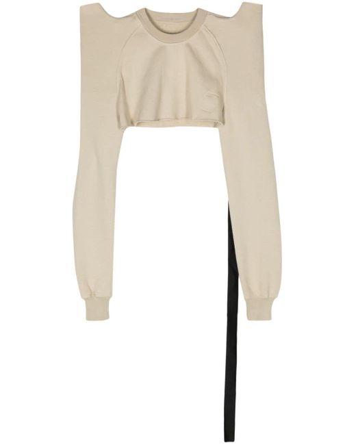 Rick Owens Natural Structured-shoulders Cropped Sweatshirt