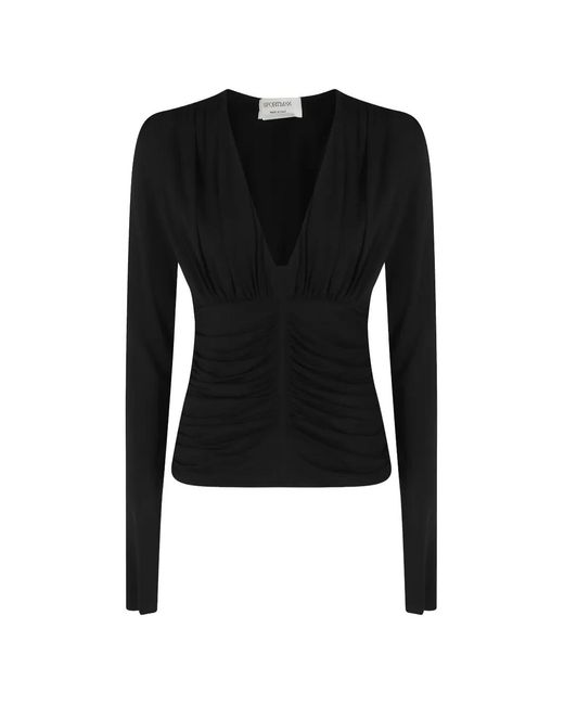 Sportmax Black Ruched V-Neck Top