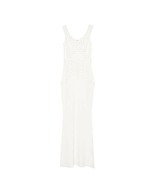 Elisabetta Franchi White Stud-Embellished Bandage Maxi Dress